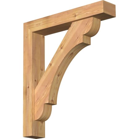 Ekena Millwork Olympic Block Smooth Bracket w/ Offset Brace, Western Red Cedar, 5 1/2"W x 30"D x 34"H BKT0604X30X34OLY05SWR